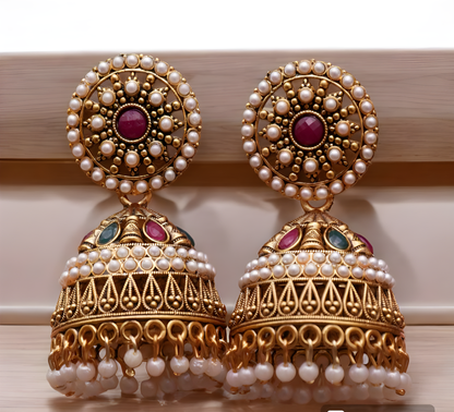 Rajwadi Elegance Jhumka Earrings