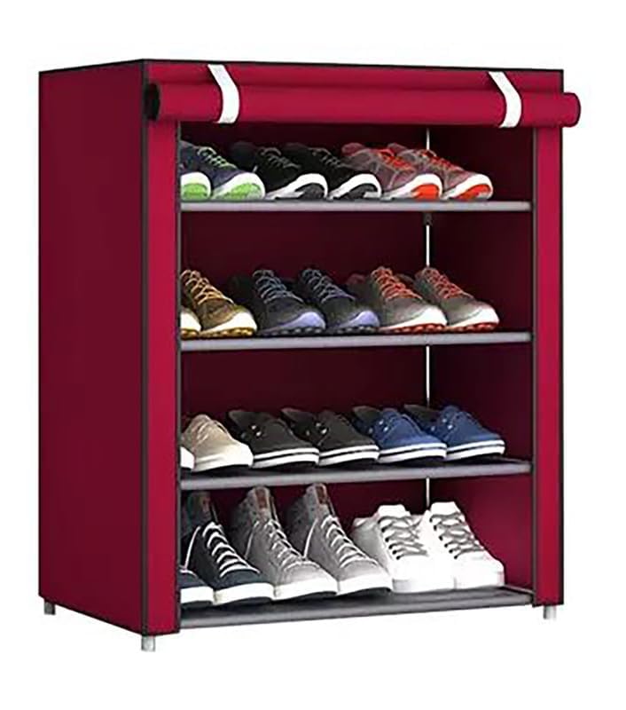 4 Shelves Shoe Rack - Maroon