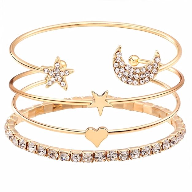 Shining Diva Gold-Plated Bracelet Set