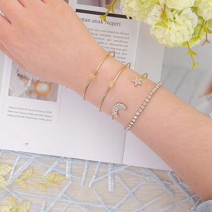 Shining Diva Gold-Plated Bracelet Set