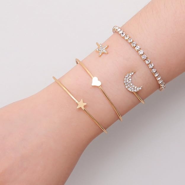 Shining Diva Gold-Plated Bracelet Set