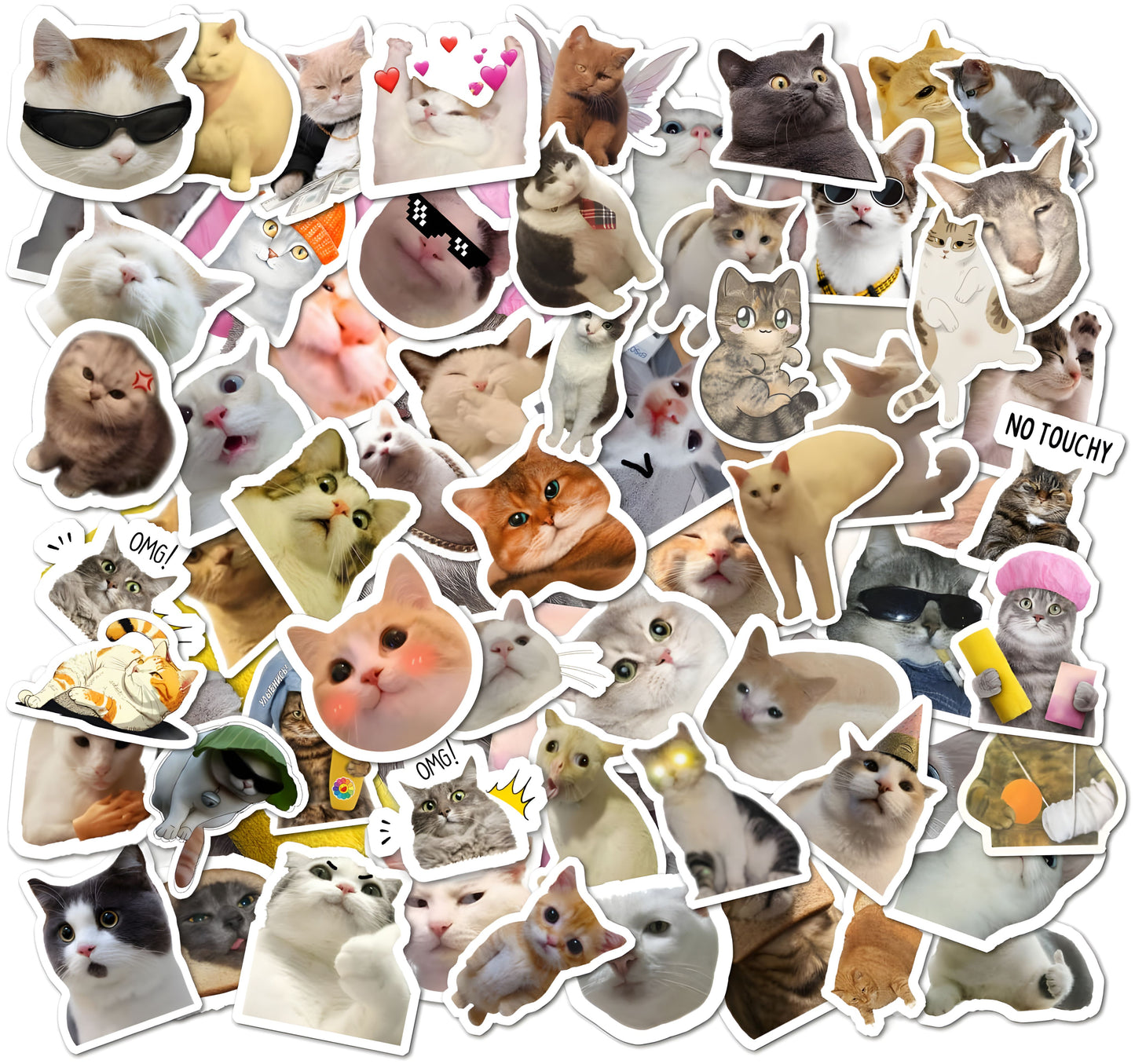 50-Piece Funny Cat Sticker Set 🐱✨