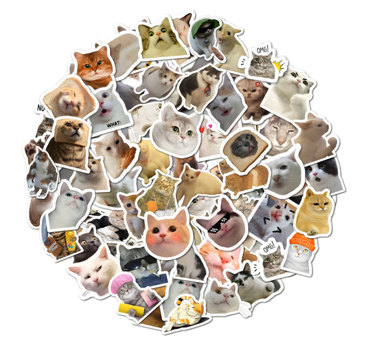 50-Piece Funny Cat Sticker Set 🐱✨