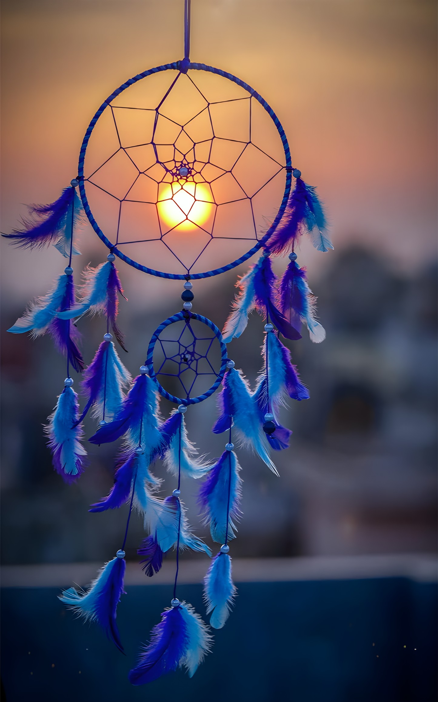 Handmade Dream Catcher (Blue & Light Blue) 🌙✨