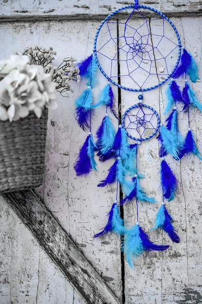 Handmade Dream Catcher (Blue & Light Blue) 🌙✨