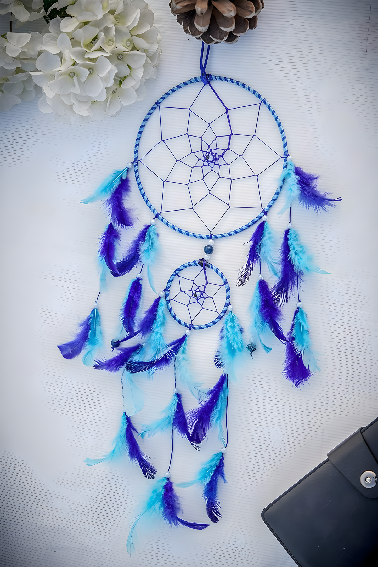 Handmade Dream Catcher (Blue & Light Blue) 🌙✨