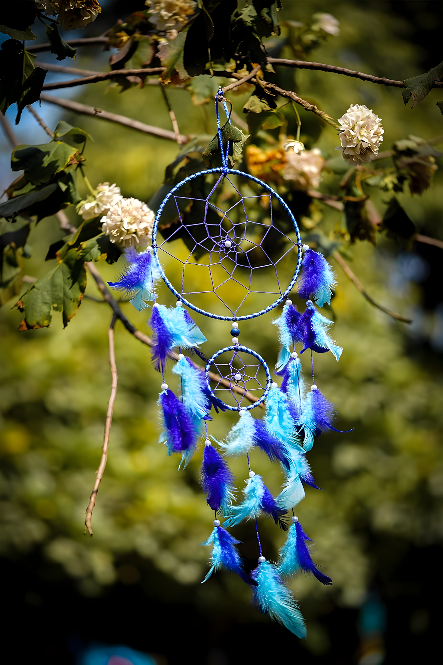 Handmade Dream Catcher (Blue & Light Blue) 🌙✨