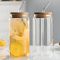 Transparent Glass Tumbler with Lid and Straw (Set of 2)