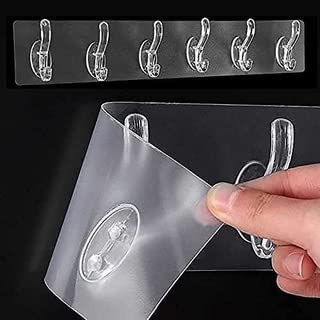 Self-Adhesive Hook Rail Bar with 6 hooks