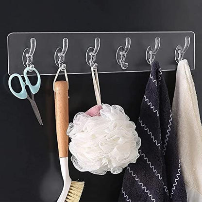 Self-Adhesive Hook Rail Bar with 6 hooks