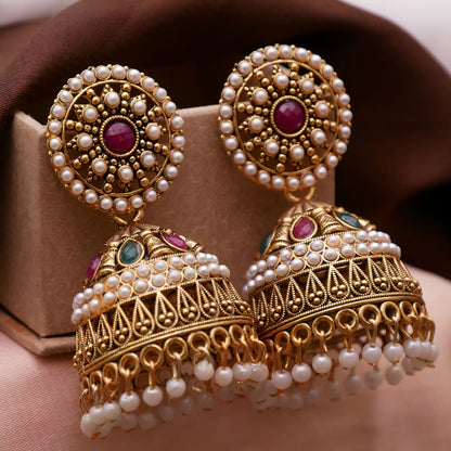 Rajwadi Elegance Jhumka Earrings