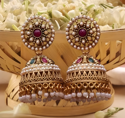 Rajwadi Elegance Jhumka Earrings