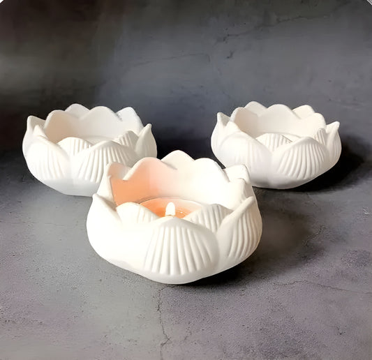 Lotus Tea Light Candle Holder (White)