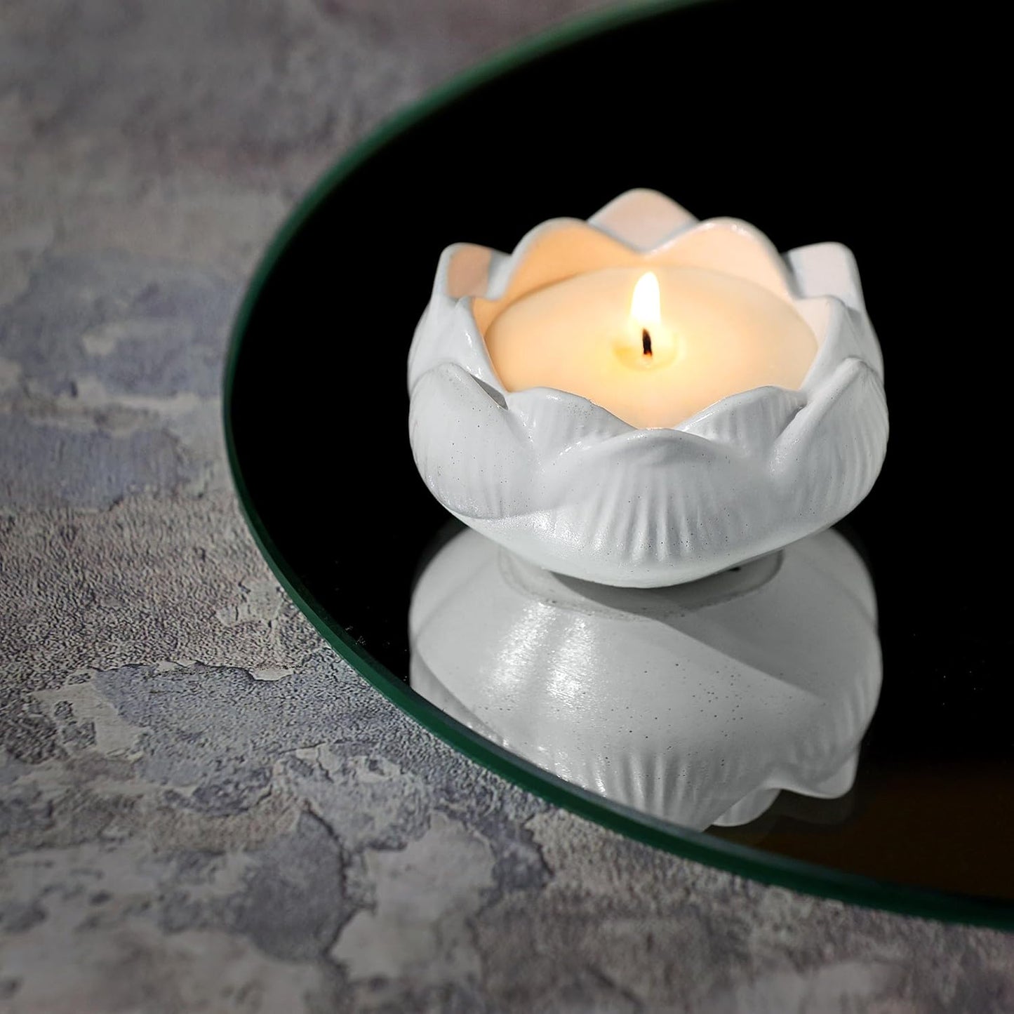 Lotus Tea Light Candle Holder (White)