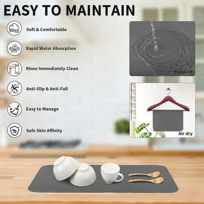 Kitchen Mat for Dish Drying & Coffee Spills