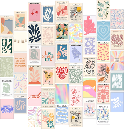 50-Piece Peel & Stick Danish Pastel Wall Collage Kit 🎨✨