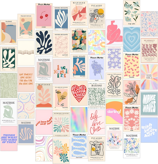 50-Piece Peel & Stick Danish Pastel Wall Collage Kit 🎨✨