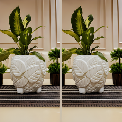 Leaf-Inspired Textured Plastic Planter