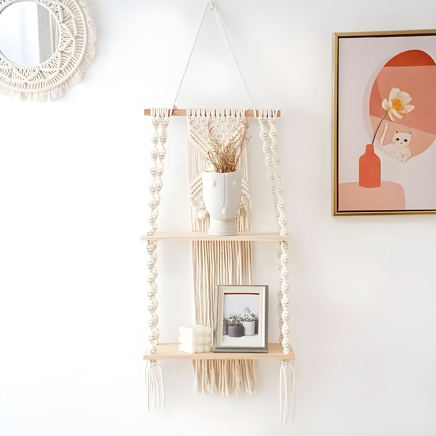 Handwoven Macrame Wall Hanging Shelf 🏡✨