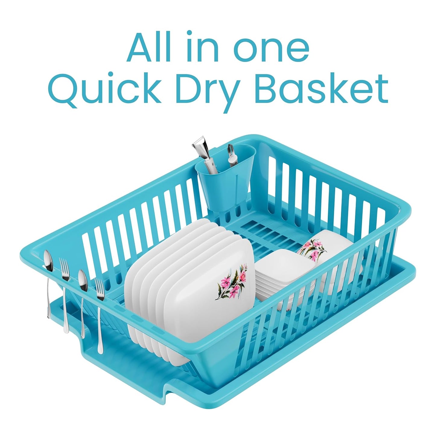 Quick Dry Basket Drainer with Automatic Water Drain Tray