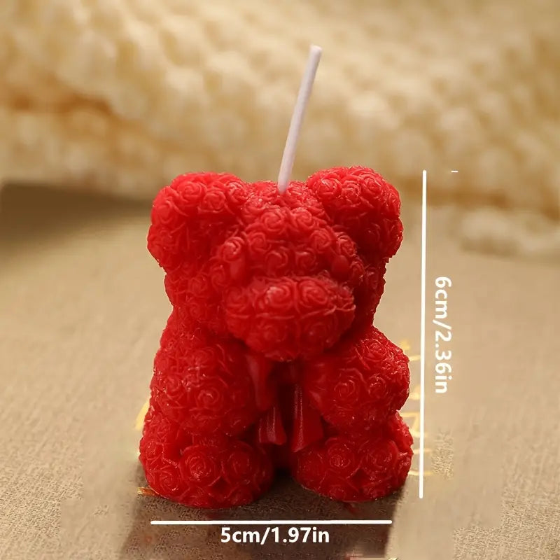 Teddy Bear Heart-Shaped Candles (Set of 2)