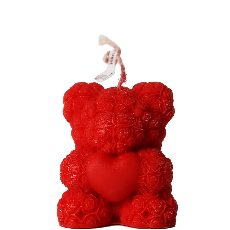 Teddy Bear Heart-Shaped Candles (Set of 2)