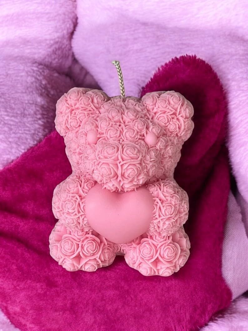 Teddy Bear Heart-Shaped Candles (Set of 2)