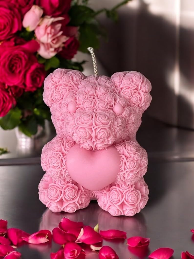 Teddy Bear Heart-Shaped Candles (Set of 2)